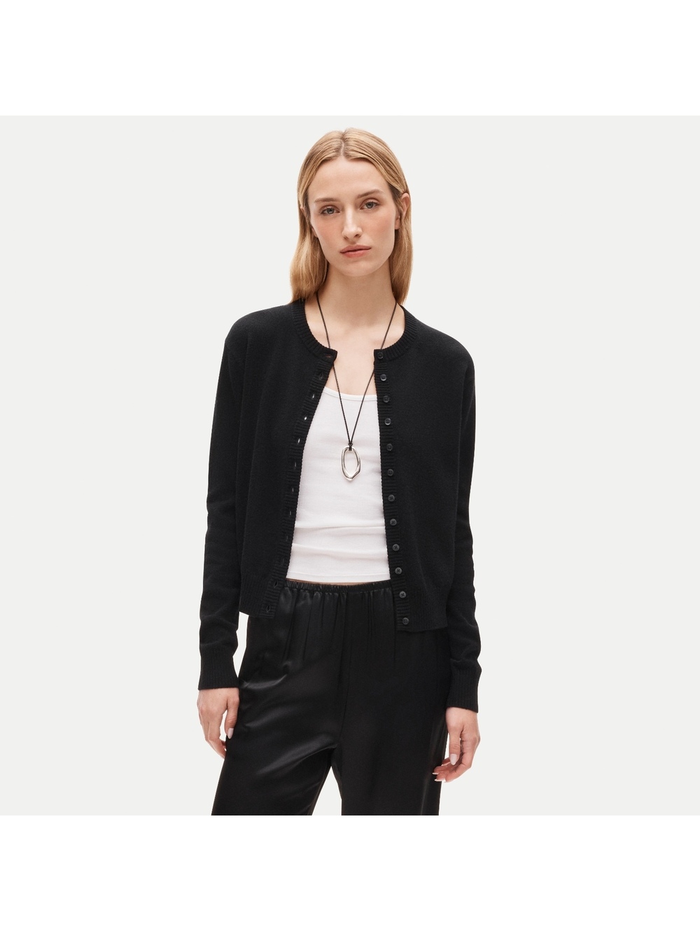 J.Crew Women's Black Cashmere Button-Up Cardigan Sweater, Size Large